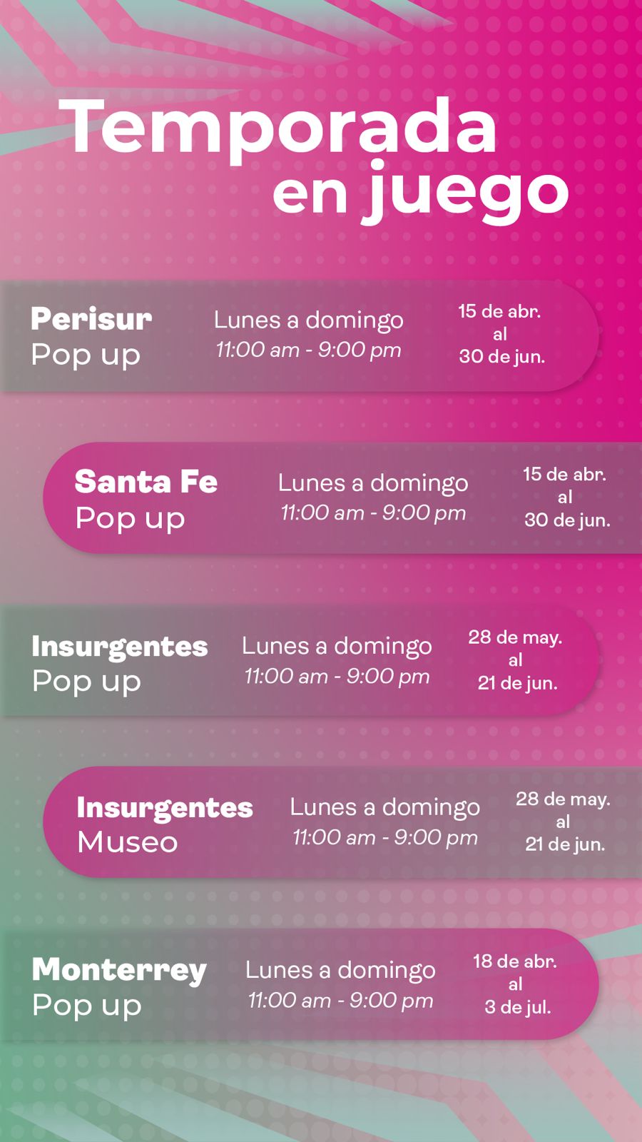 Fechas del pop-up Liverpool